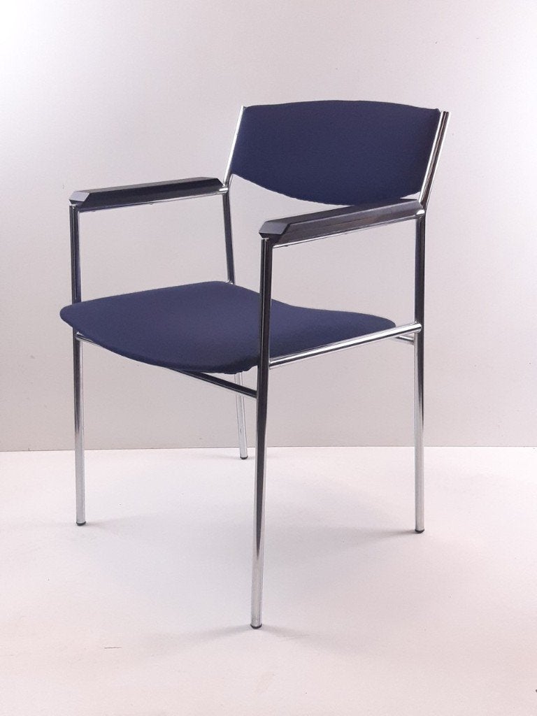Gijs van der Sluis vintage eetkamerstoel, Ophalen, Blauw, Gispen, Hout