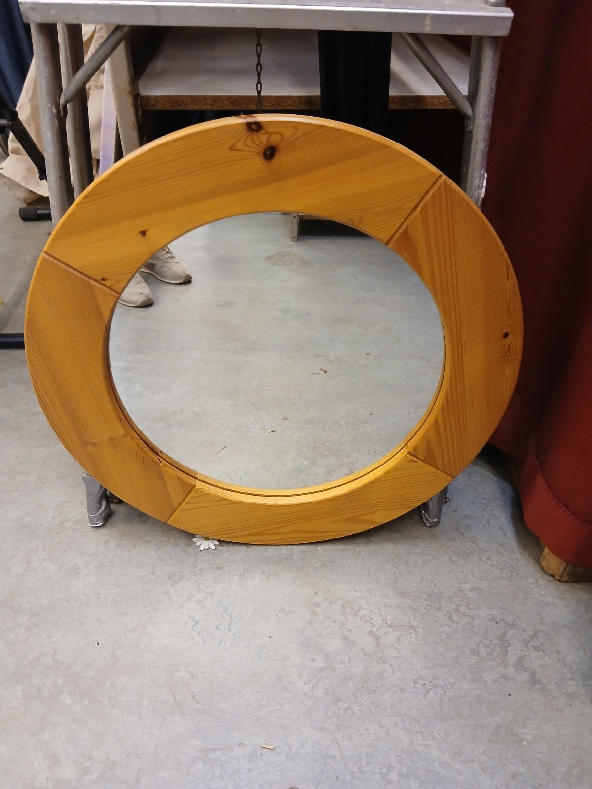 Ronde spiegel, houten lijst, totale doorsnede 60 cm, Ophalen, Gebruikt, Rond, Minder dan 100 cm