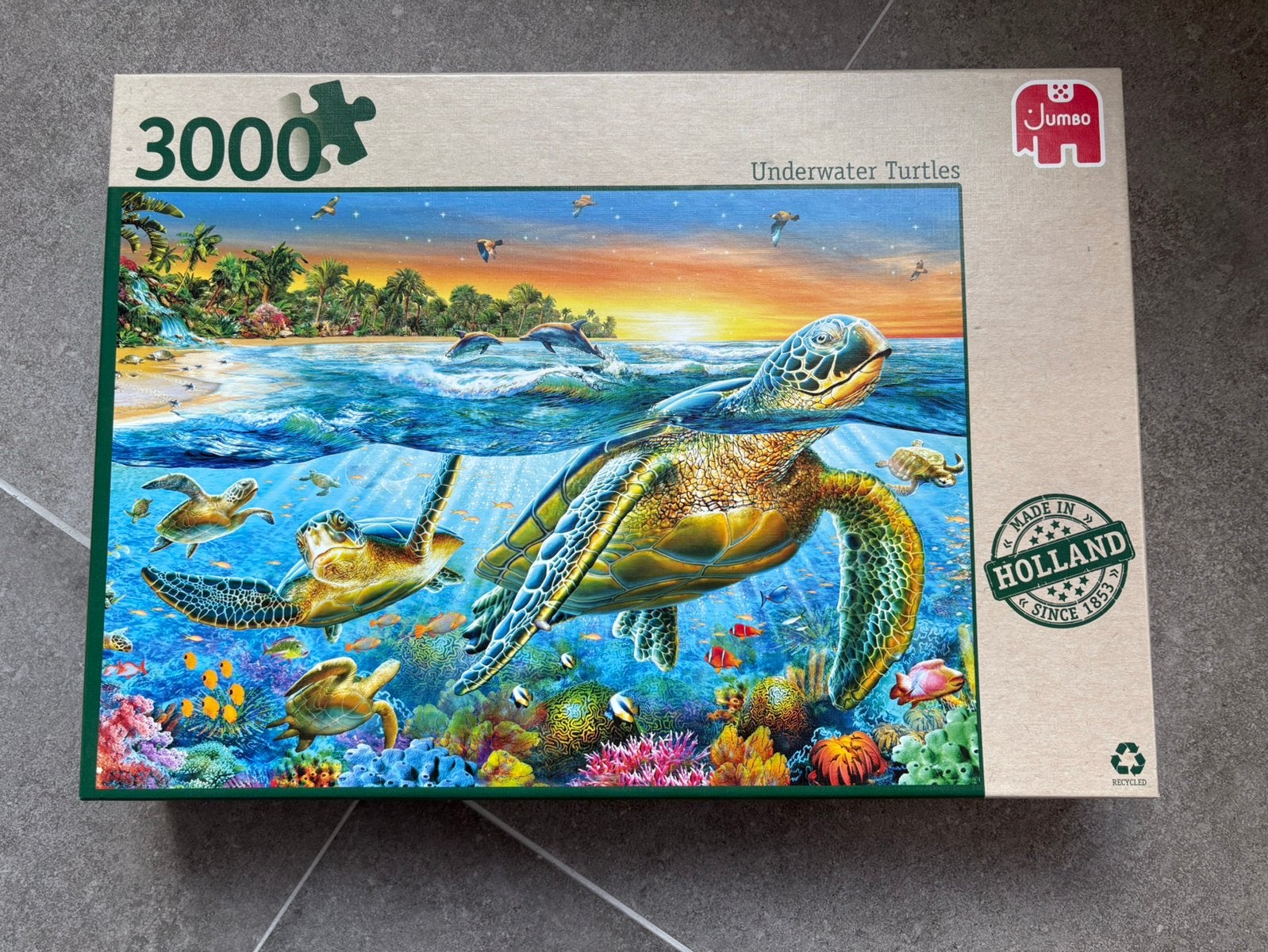 Puzzel 3000 stuks jumbo - underwater turtles, Ophalen of Verzenden, Meer dan 1500 stukjes, Zo goed als nieuw, Legpuzzel