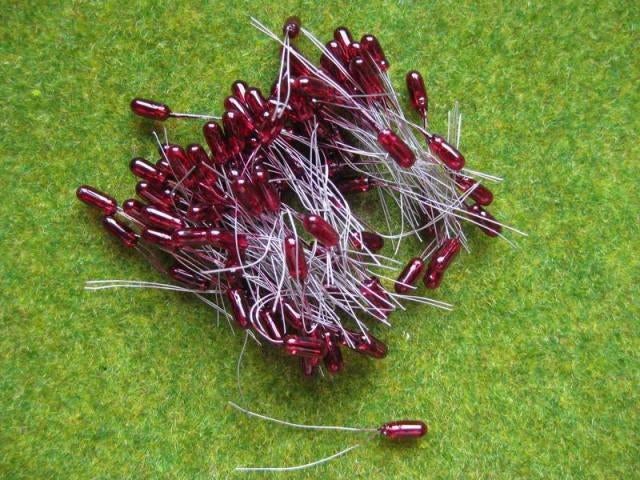 MTHO - 10st 3mm ampullampjes ROOD met draad (211R), Overige merken, Gelijkstroom, Brug, Tunnel of Gebouw, Nieuw