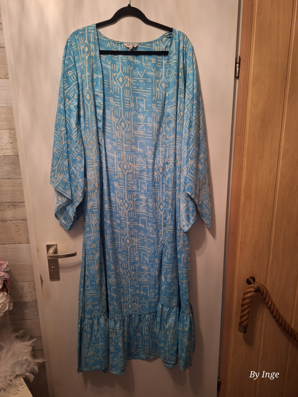 Anisa Kimono - Blauw met patroon, Blauw, Maat 42/44 (L), Ophalen of Verzenden, Zo goed als nieuw
