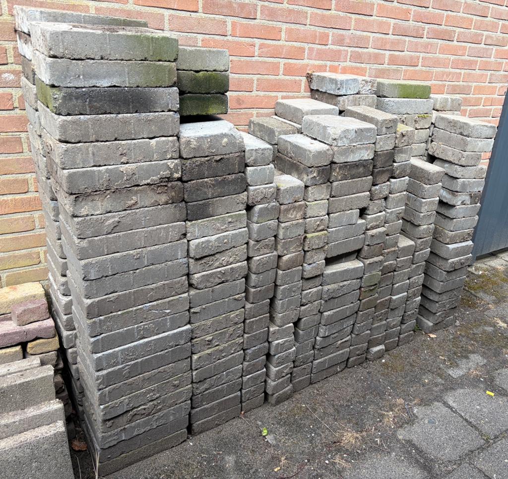 Grijs getrommeld wildverband tegels, Ophalen, Gebruikt, 10 m² of meer, Beton