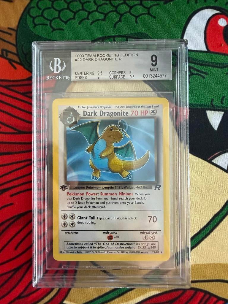 Dark Dragonite 1st Edition BGS 9 Mint Pokémon Kaart, Ophalen of Verzenden, Zo goed als nieuw, Losse kaart