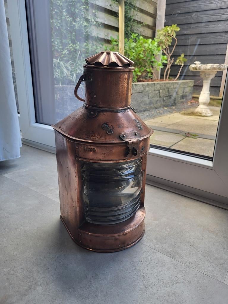 Antieke Koperen Heklicht - Scheepslamp, Antiek en Kunst, Antiek | Lampen, Ophalen of Verzenden