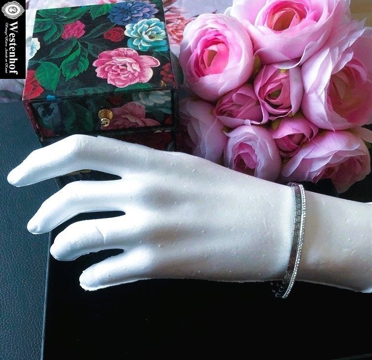 Luxe armband zilver bangle met kristal - maat: 20 cm, Met kristal, Overige materialen, Verzenden, Nieuw