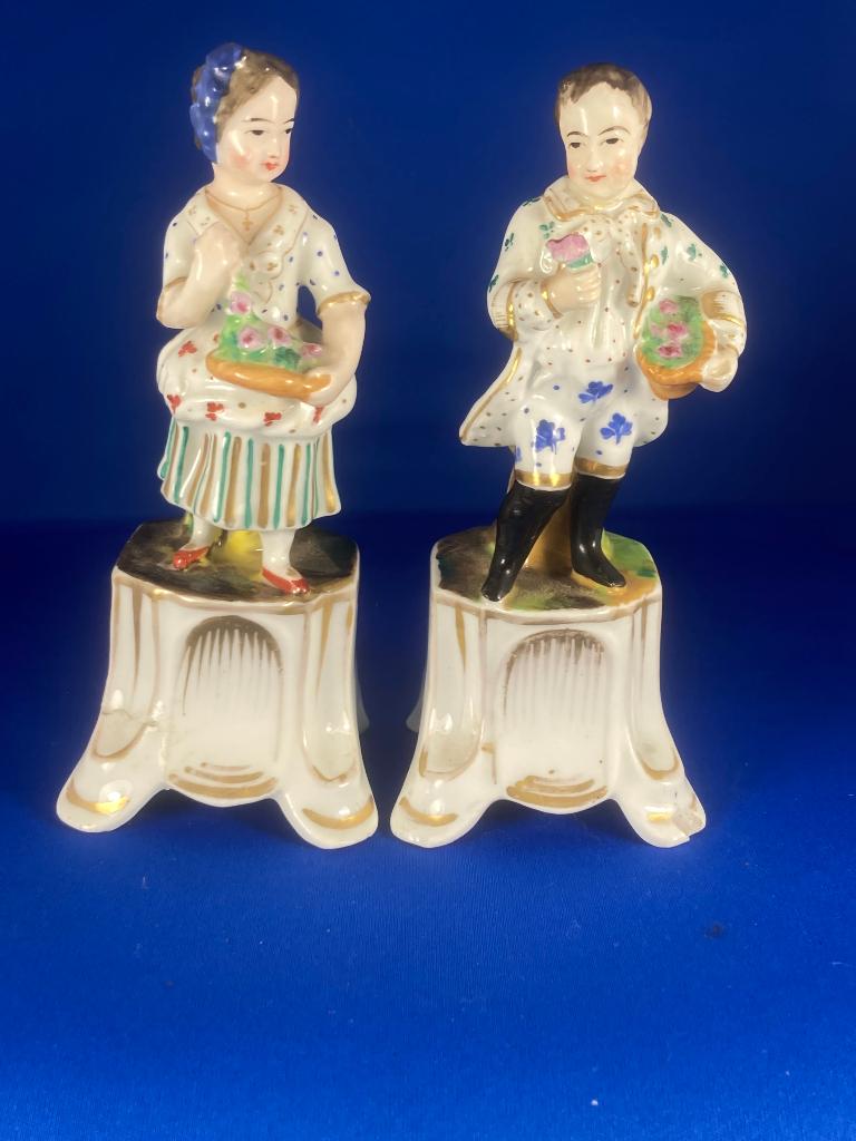 Stel antieke Porcelaine de Paris beeldjes 19e eeuw, Antiek en Kunst, Antiek | Porselein, Ophalen of Verzenden