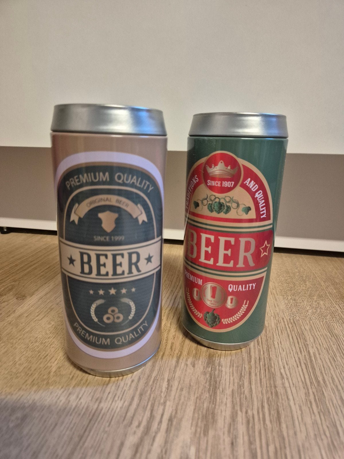 2x blikje bier spaarpot, Ophalen of Verzenden