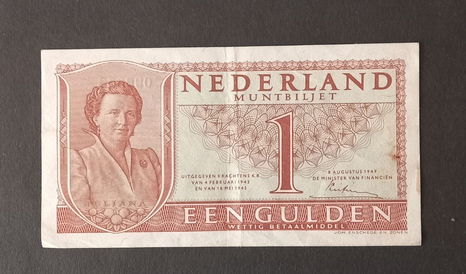 Nederlands Muntbiljet 1 Gulden 1949 Juliana, Postzegels en Munten, Bankbiljetten | Nederland, Ophalen of Verzenden