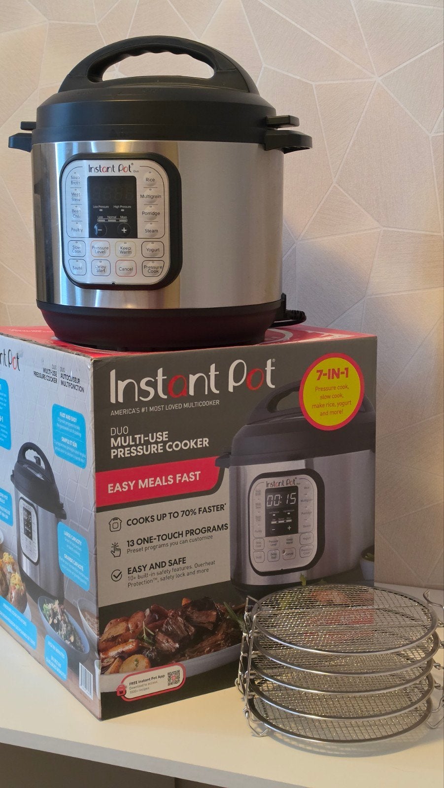 Instant Pot Duo 7.6L Multicooker inc RVS droogrek, Ophalen, Nieuw