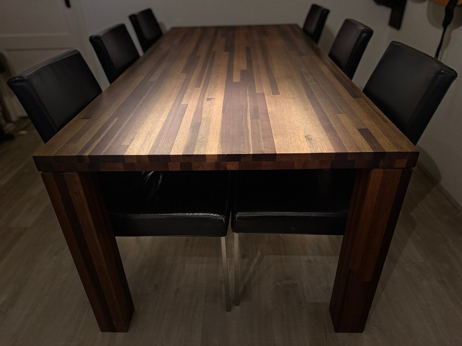 Houten Eettafel inclusief 6 stoelen., Huis en Inrichting, Tafels | Eettafels, Gebruikt, 200 cm of meer, Rechthoekig, 50 tot 100 cm