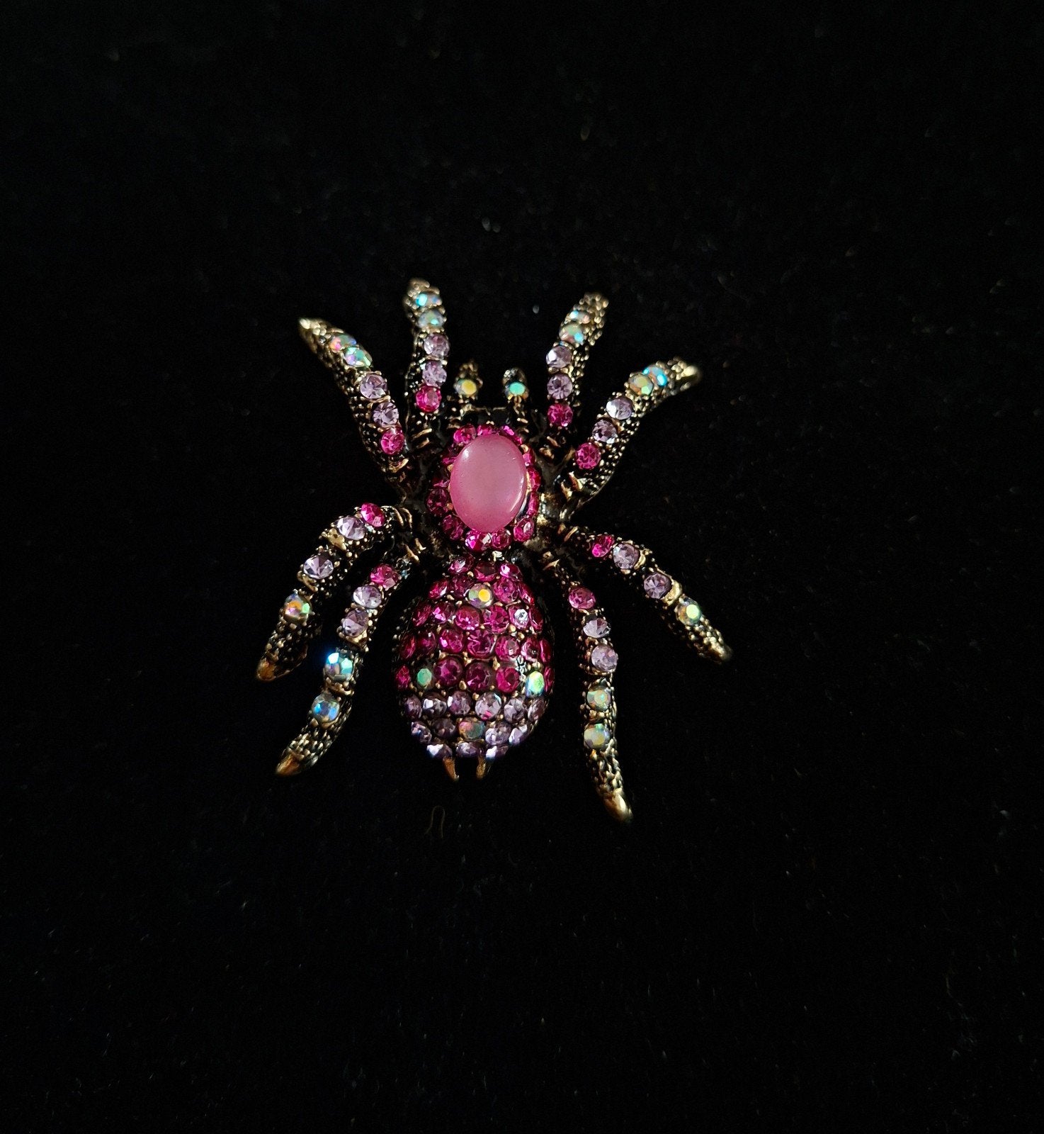 Unieke Roze strass Spinnenbroche - Vintage Stijl, Overige materialen, 4 tot 7 cm, Nieuw, Ophalen of Verzenden