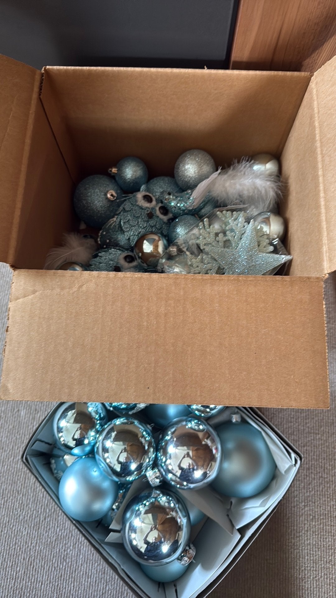 Lichtblauwe kerstversiering, Ophalen of Verzenden, Zo goed als nieuw