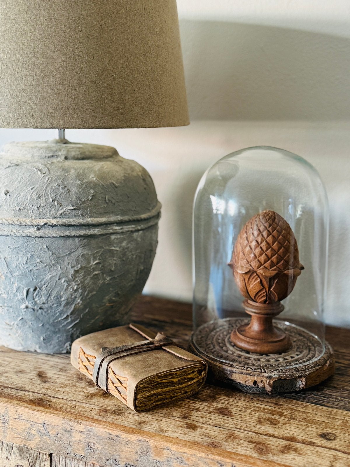 Antieke - vintage houten dennenappel, Ophalen of Verzenden