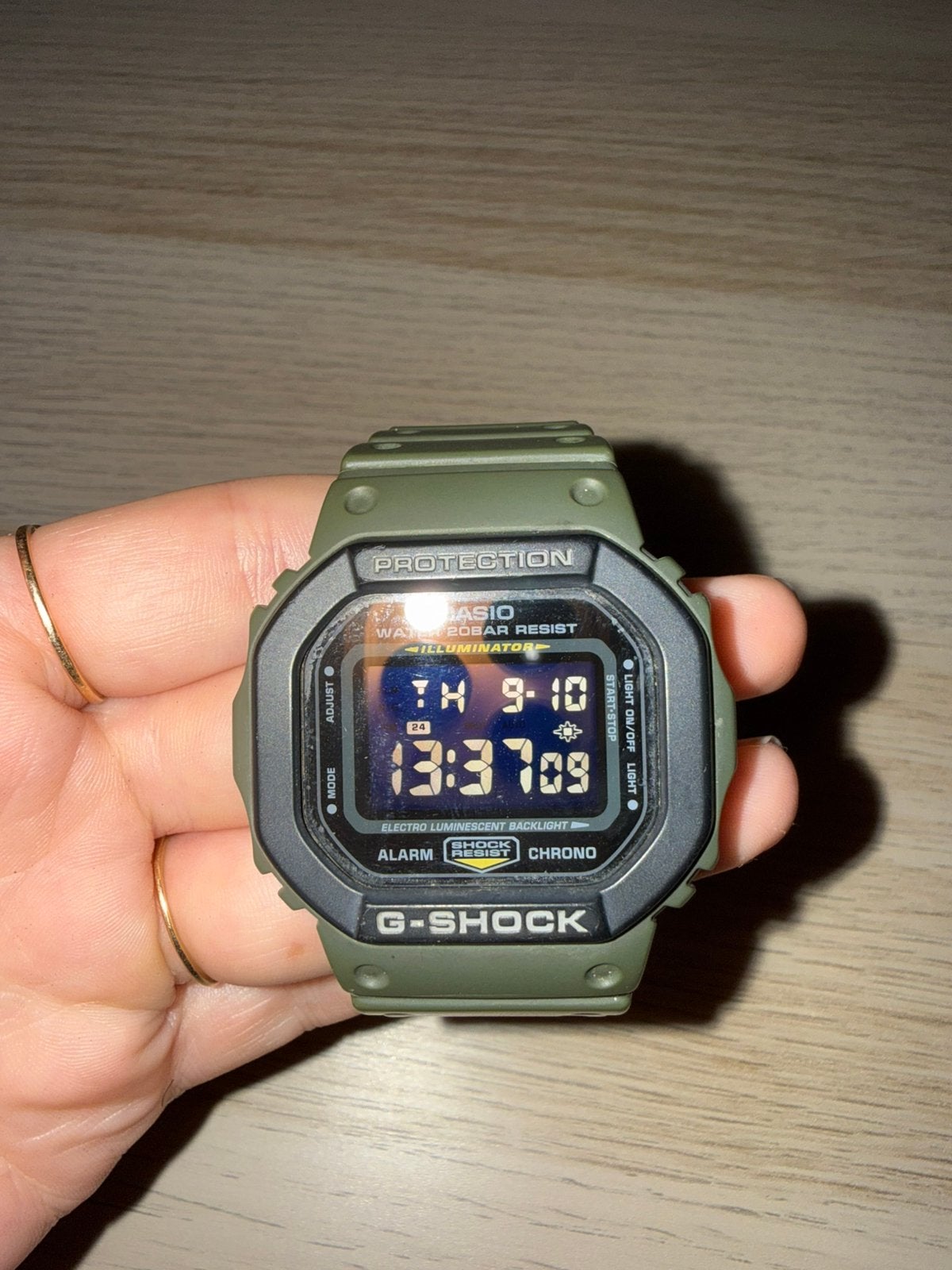 Casio G-SHOCK DW-5610SU-3ER groen zwart horloge, Gebruikt, Ophalen of Verzenden, Waterdicht, Android
