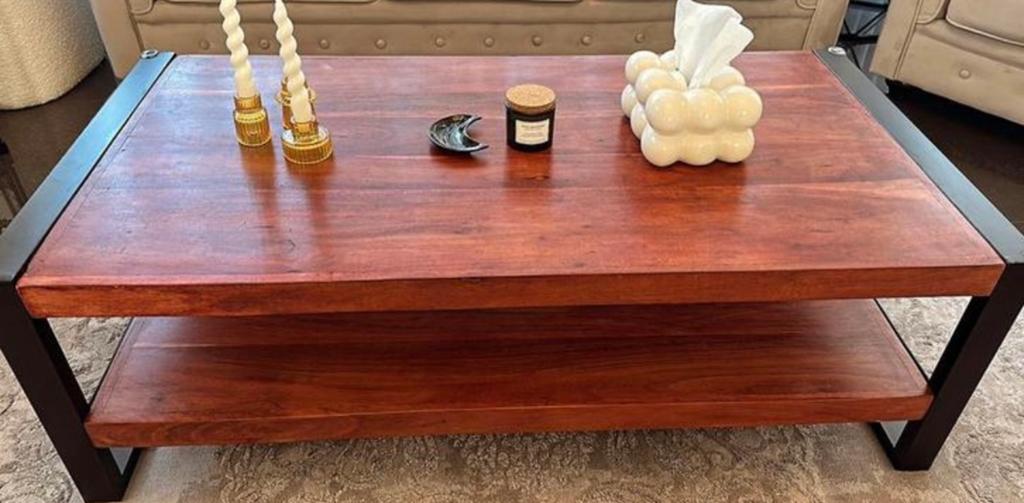 Hout salontafel, Huis en Inrichting, Tafels | Salontafels, 100 tot 150 cm, Minder dan 50 cm, Rechthoekig, 50 tot 100 cm