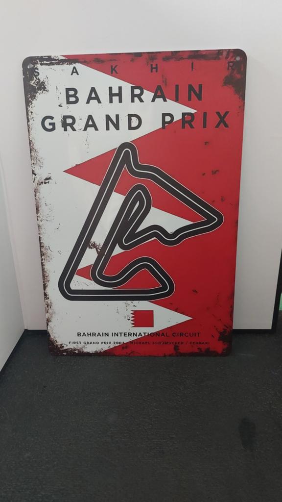 Bahrain Grand Prix Reclamebord - Vintage Look, Metaal, Nieuw, Ophalen of Verzenden, Reclamebord