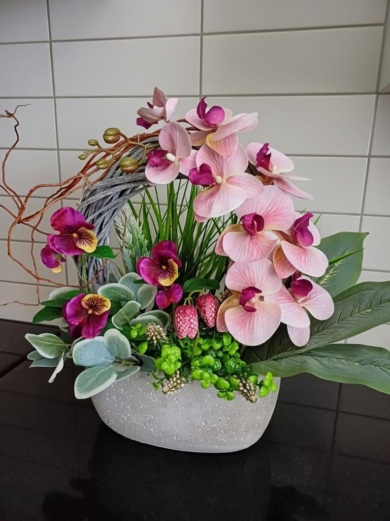 Prachtige zijden bloemstuk nieuw, Ophalen of Verzenden, Nieuw