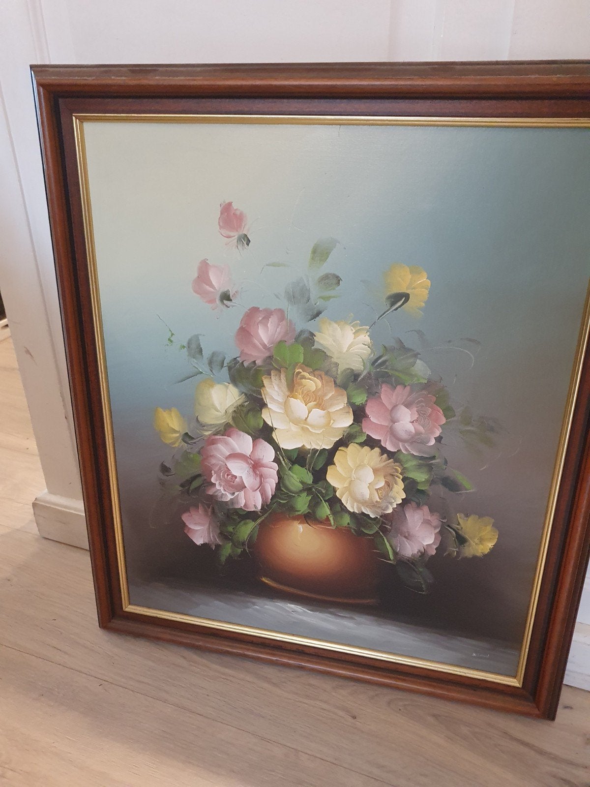 Mooi olieverf op doek schilderij - Bloemenstilleven, Bloemen, Doek, Origineel werk, Ophalen of Verzenden