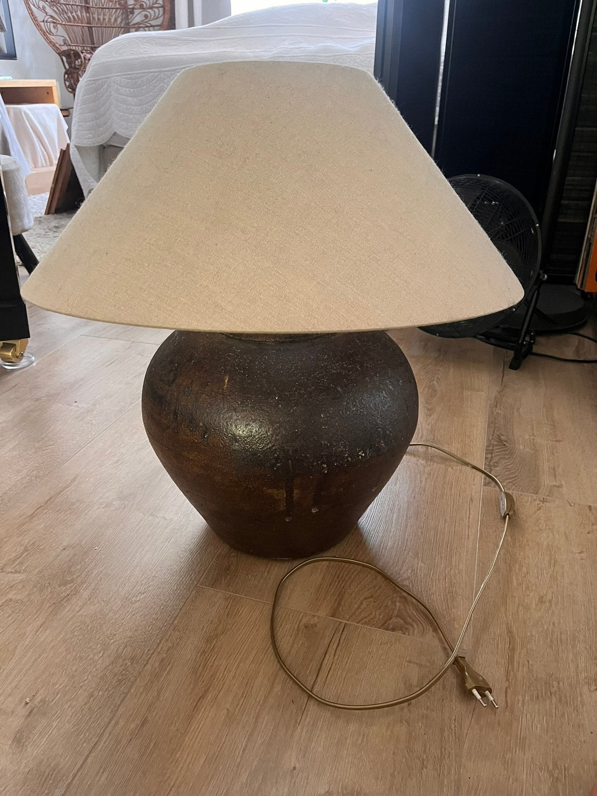 Prachtige Aardewerk Kruiklamp/ AuraPeeperkorn/Hoffz stijl, Huis en Inrichting, Lampen | Tafellampen, Ophalen, Landelijk