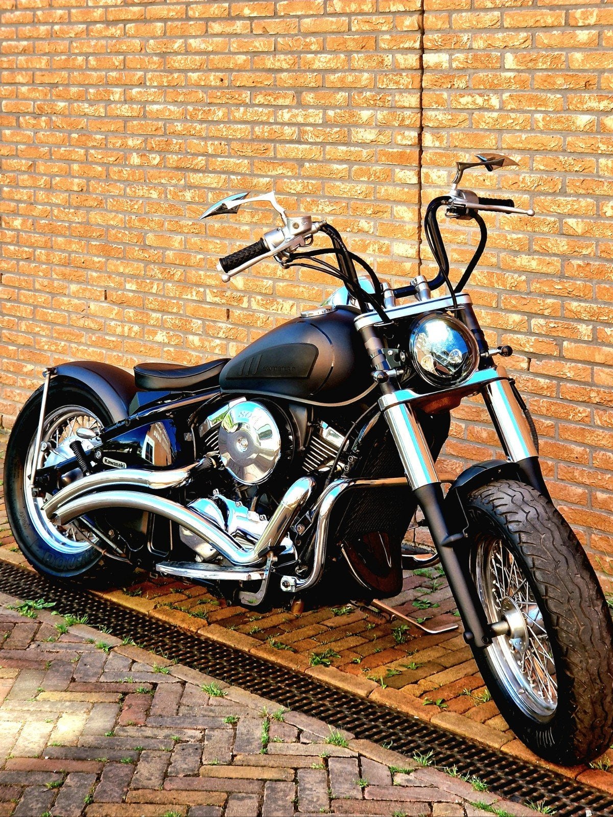 Dikke Kawasaki VN800 Bobber (Mat blauw/grijs), Motoren, Sportuitlaat, 2 cilinders, Bedrijf, Meer dan 35 kW