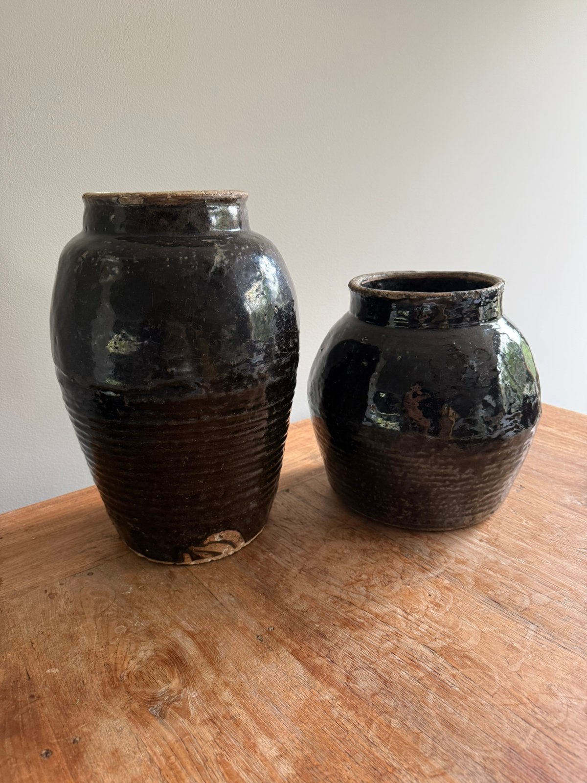 Set oude sobere waterkruiken zwart, Ophalen, Overige materialen, Gebruikt, Handgemaakt