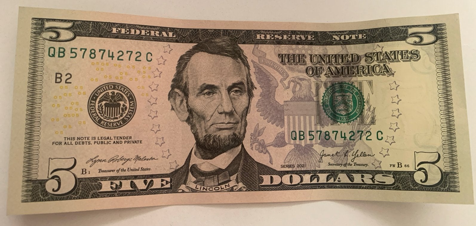 Amerikaanse 5 dollar biljet - Abraham Lincoln, Ophalen of Verzenden, Noord-Amerika, Losse munt