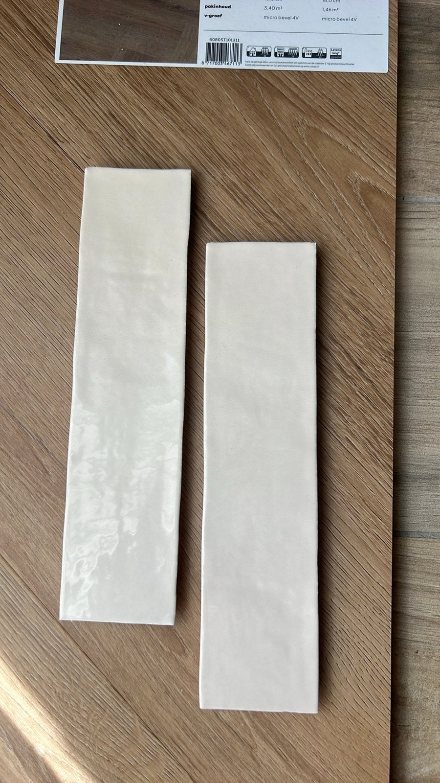 Studio Creme Glossy Tegels - 6.25x25 cm, Ophalen, Nieuw, Minder dan 20 cm, 20 tot 40 cm