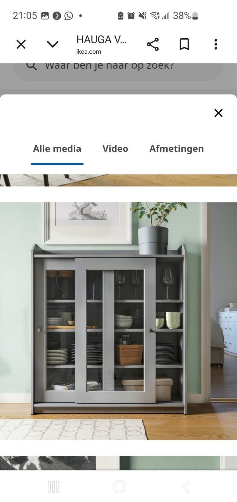 Ikea Hauga vitrinekast - goede staat (zonder achterwand), Ophalen, 100 tot 150 cm, 100 tot 150 cm, Overige houtsoorten
