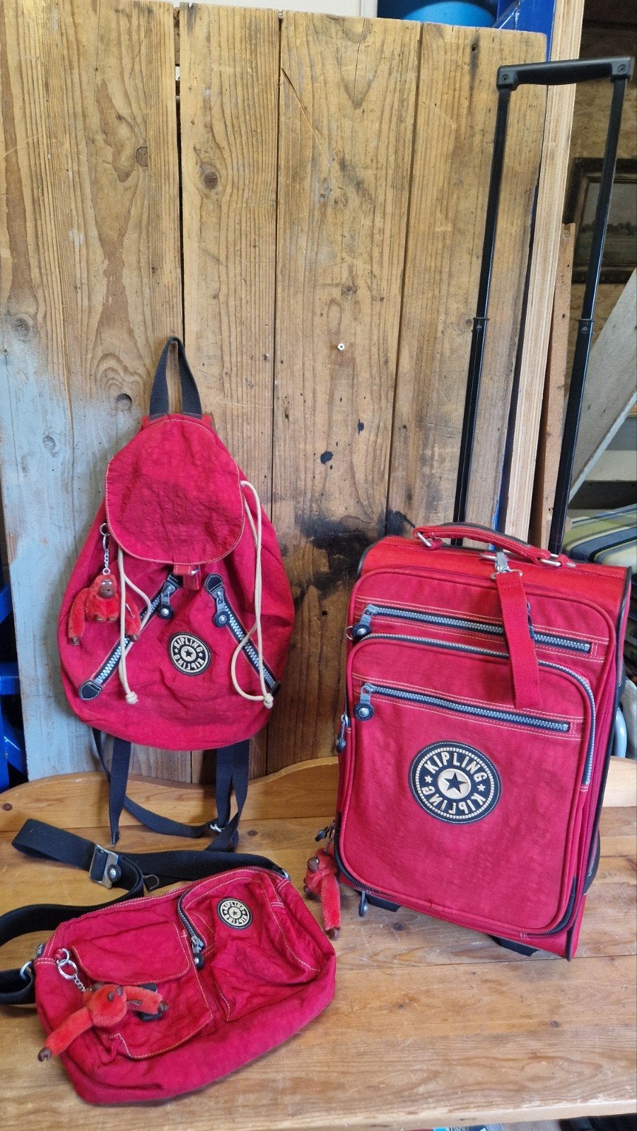 kipling reisset. rugtas, rolkoffer en schoudertas., Wieltjes, 30 cm of meer, Minder dan 35 cm, Ophalen of Verzenden