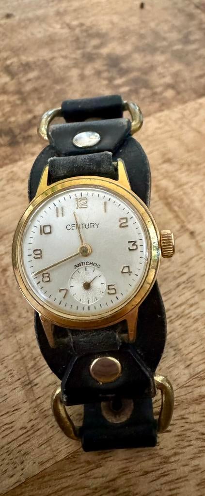 Vintage Century Antichoc Horloge – Jaren '50/’60 – Swiss Mad, Overige merken, Staal, Polshorloge, Ophalen of Verzenden