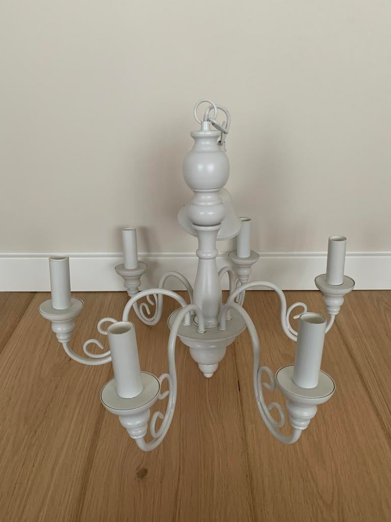 Zgan creme witte kroonluchter, Ophalen, Zo goed als nieuw, Metaal, Minder dan 50 cm
