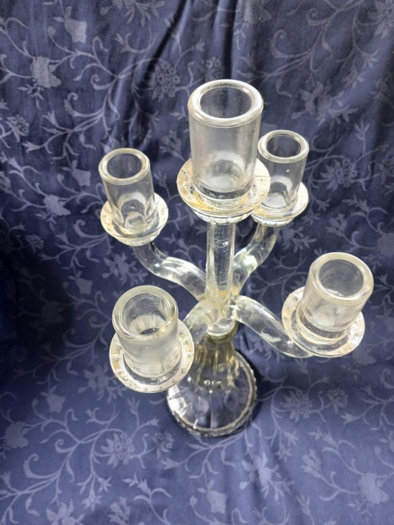 Massief glazen kandelaar, Antiek en Kunst, Ophalen, Glas