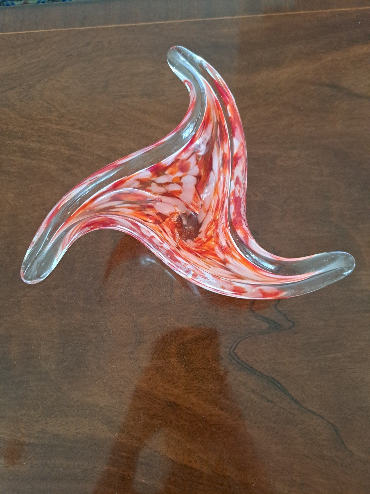 Decoratieve glazen schaal rood/oranje spikkel, Ophalen of Verzenden