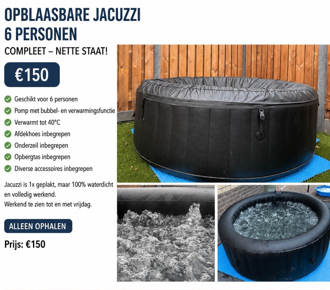 Opblaasbare jacuzzi voor 6 personen – €150, Ophalen of Verzenden, Gebruikt, Filter, Opblaasbaar