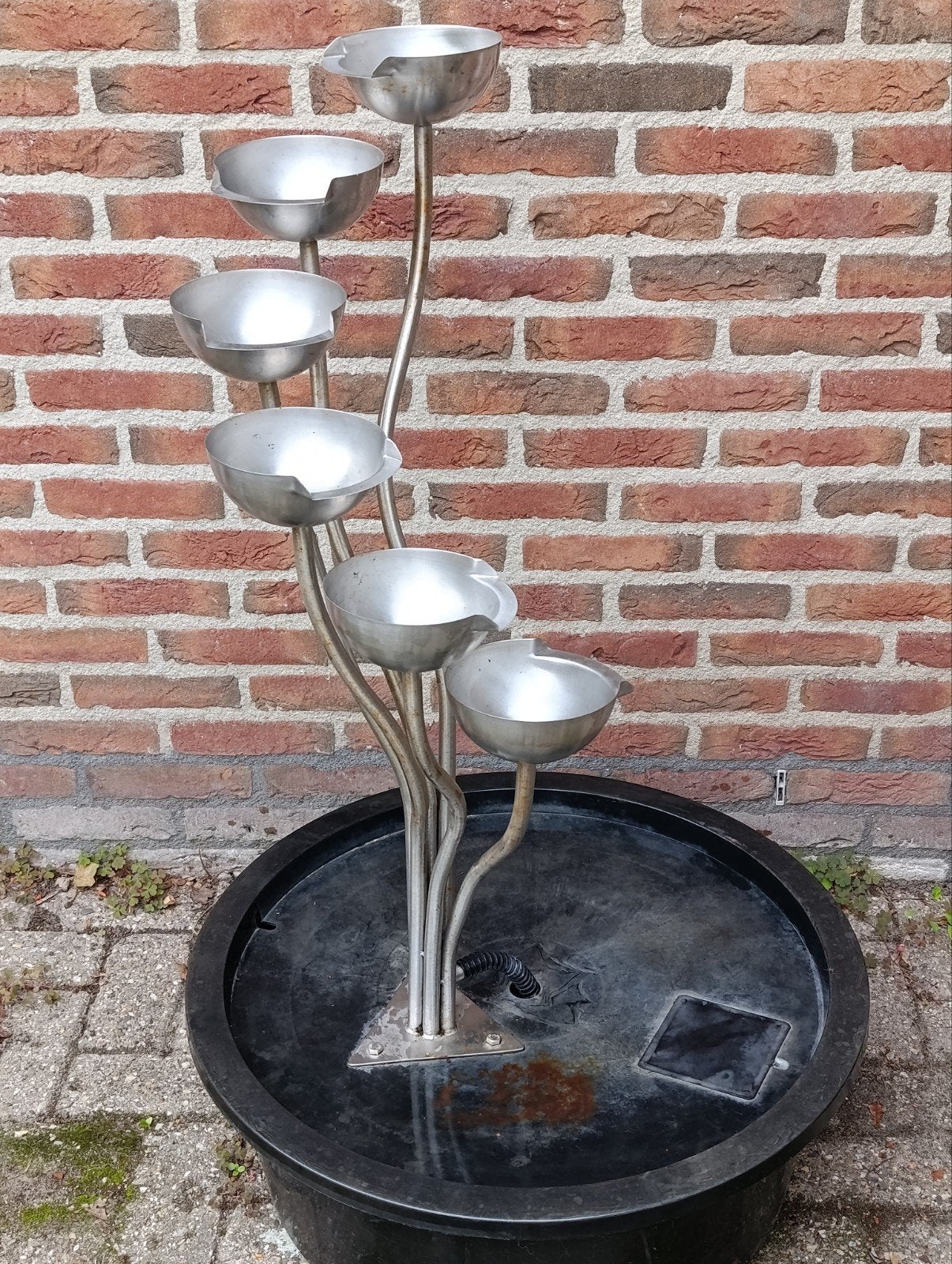 waterornament - cascadefontein - kelkfontein met 6 schalen, Tuin en Terras, Ophalen, Gebruikt, Rvs, Fontein