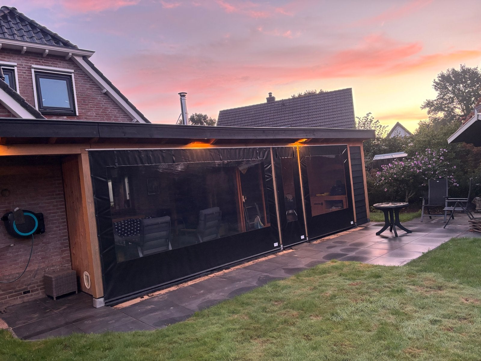 Terrasschermen / Verandazeilen - Zwart met transparant, Ophalen, Gebruikt, Overige typen, 150 tot 300 cm
