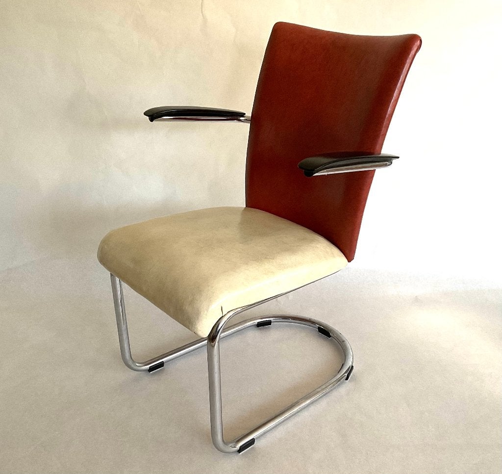 Vintage Gebr. de Wit stoel dames fauteuil 7018, Ophalen, Gebruikt, Wit, Overige materialen