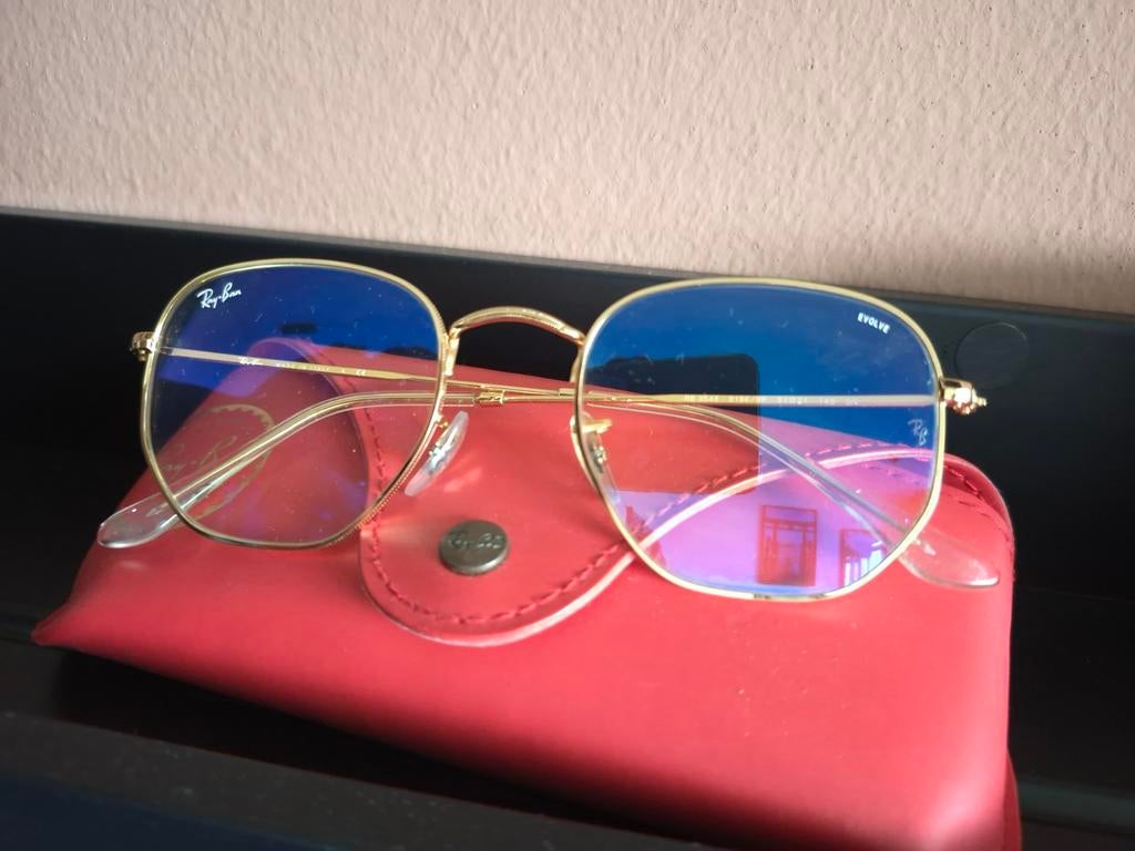 Ray Ban gold hexagonal met evolve glazen, Ophalen, Zonnebril, Overige kleuren, Zo goed als nieuw