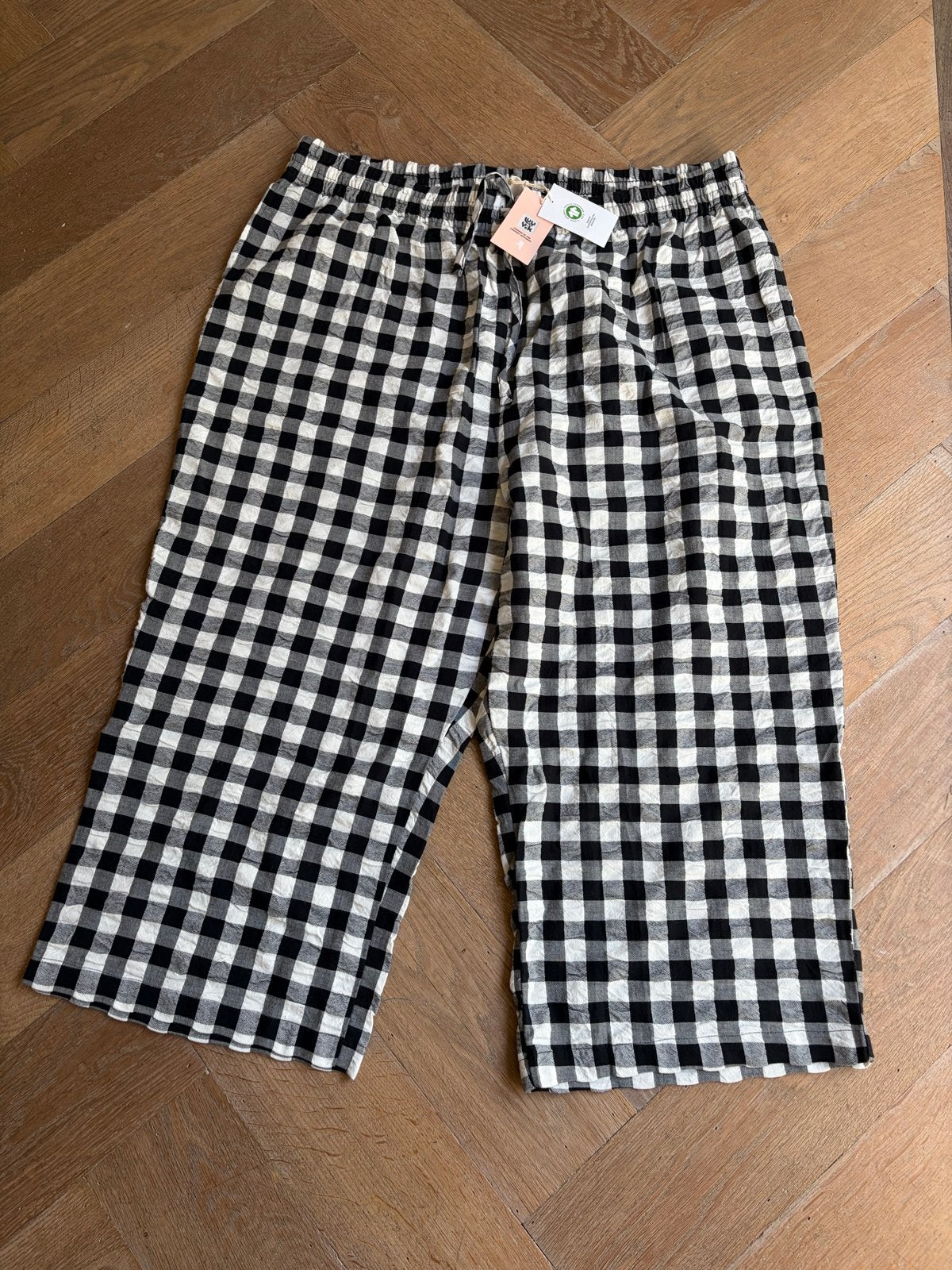 Lucy & Yak Chuck Wide Leg Broek Zwart/Wit Geruit 2XL, Zwart, Maat 46/48 (XL) of groter, Nieuw, Ophalen of Verzenden
