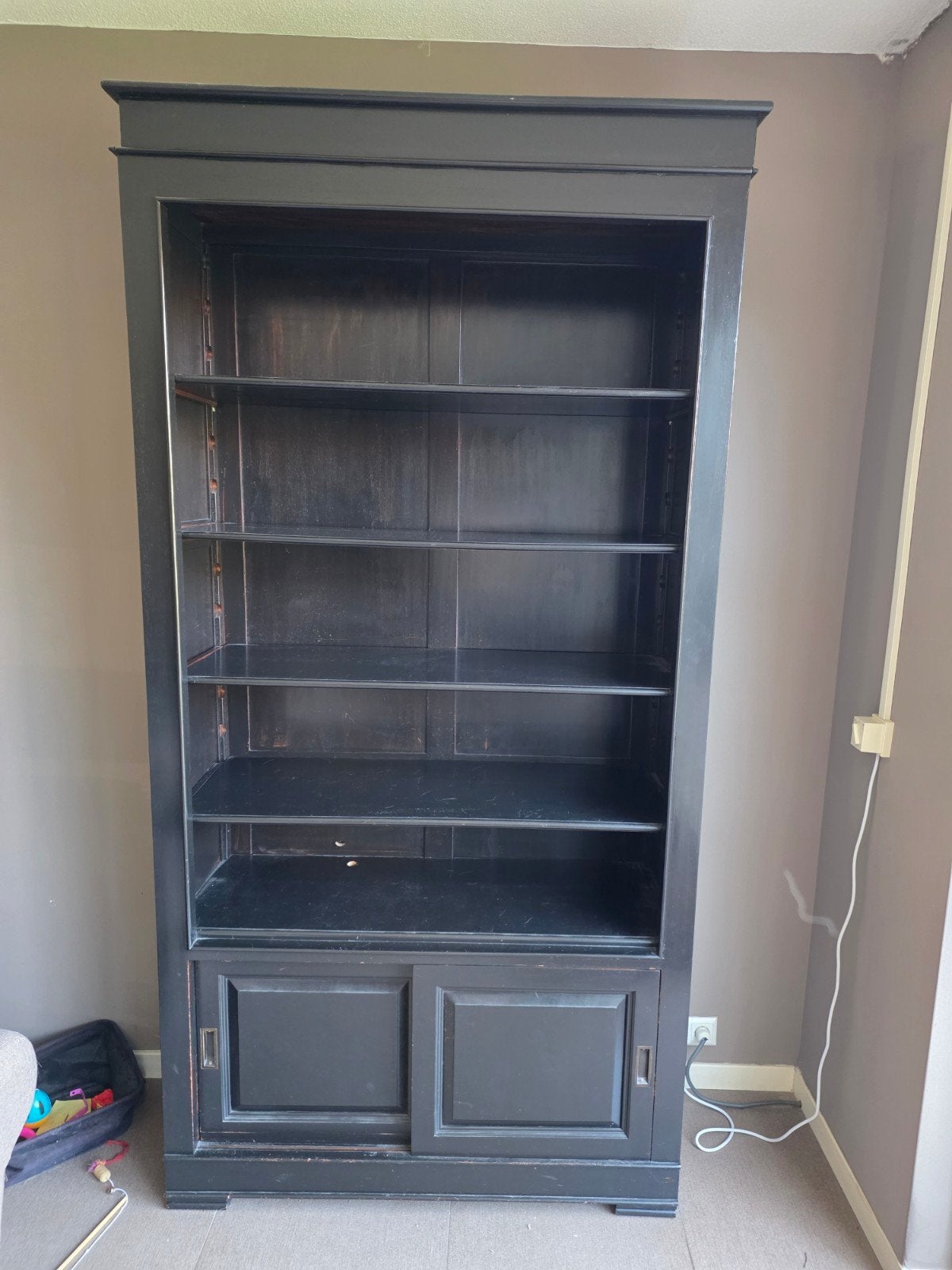 Zwarte Boekenkast met Opbergruimte - 220x110x41 cm, Ophalen, 100 tot 150 cm, 200 cm of meer, 25 tot 50 cm