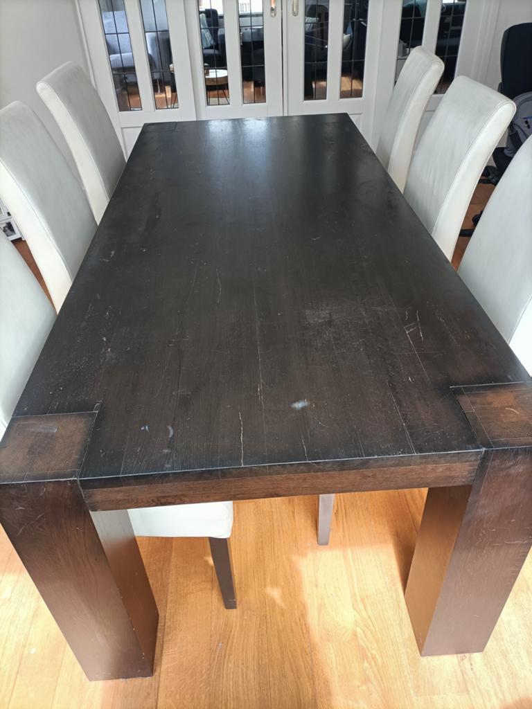 Gratis grote tafel met 6 stoelen, Ophalen, Gebruikt, 4 tot 6 stoelen