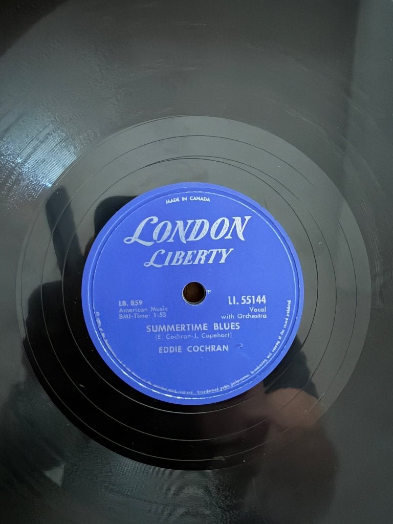 Eddie Cochran 78 rpm Summertime Blues, Gebruikt, 10 inch, Ophalen of Verzenden, Pop