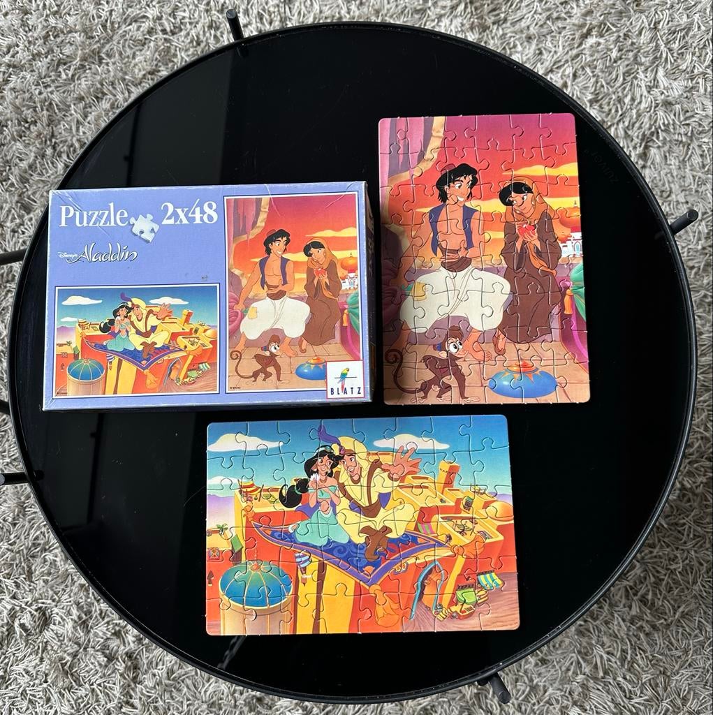 Disney Aladdin Puzzel 2x48 stukjes, Ophalen of Verzenden, 10 tot 50 stukjes, Gebruikt, 4 tot 6 jaar