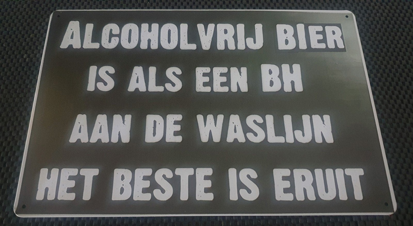 Wandbord 30x20 cm - Alcoholvrij Bier Spreuk, Ophalen of Verzenden, Nieuw
