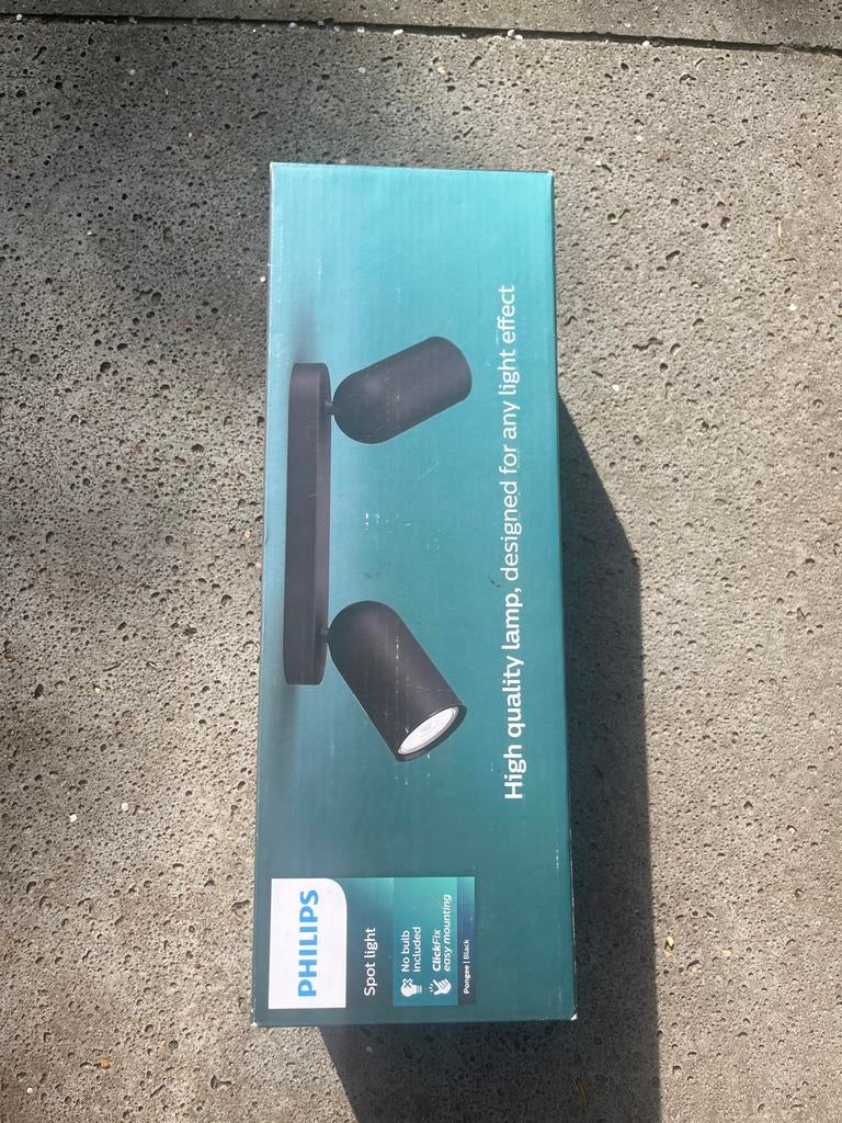 Philips Pongee Zwarte Spotlamp - Nieuw in Doos, Metaal of Aluminium, Nieuw, Ophalen of Verzenden, Led