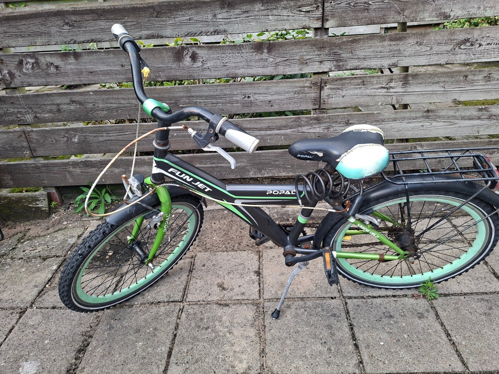Popal Funjet kinderfiets - Zwart/Groen, Overige merken, Terugtraprem, Gebruikt, Versnellingen