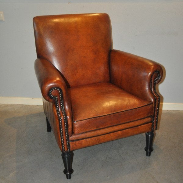 Mooie schapenleren fauteuil in topstaat!, Ophalen, Zo goed als nieuw, 50 tot 75 cm, Leer