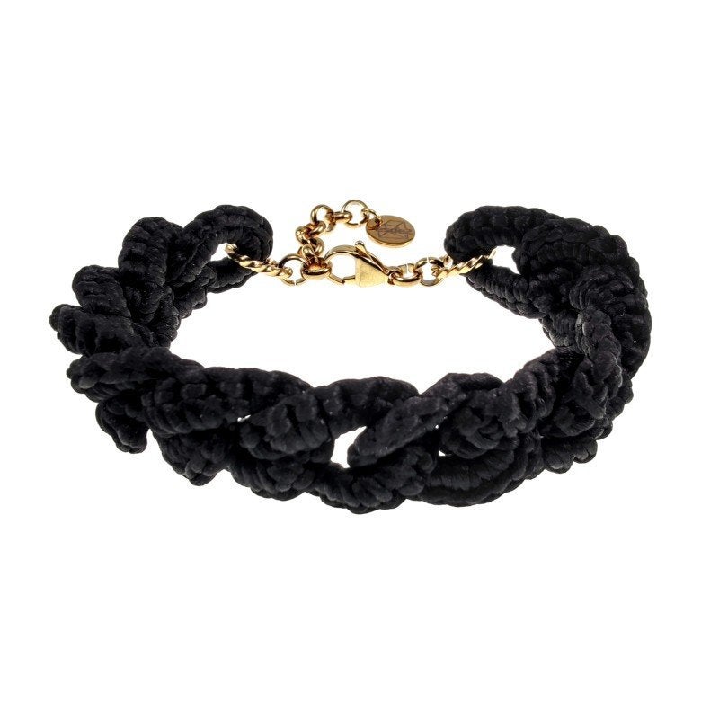 Exclusieve Damesarmband + Zwarte Gehaakte Schakels Goudkleur, Overige materialen, Birgitta-Gracht 33, 6465 EL Kerkrade, Nederland