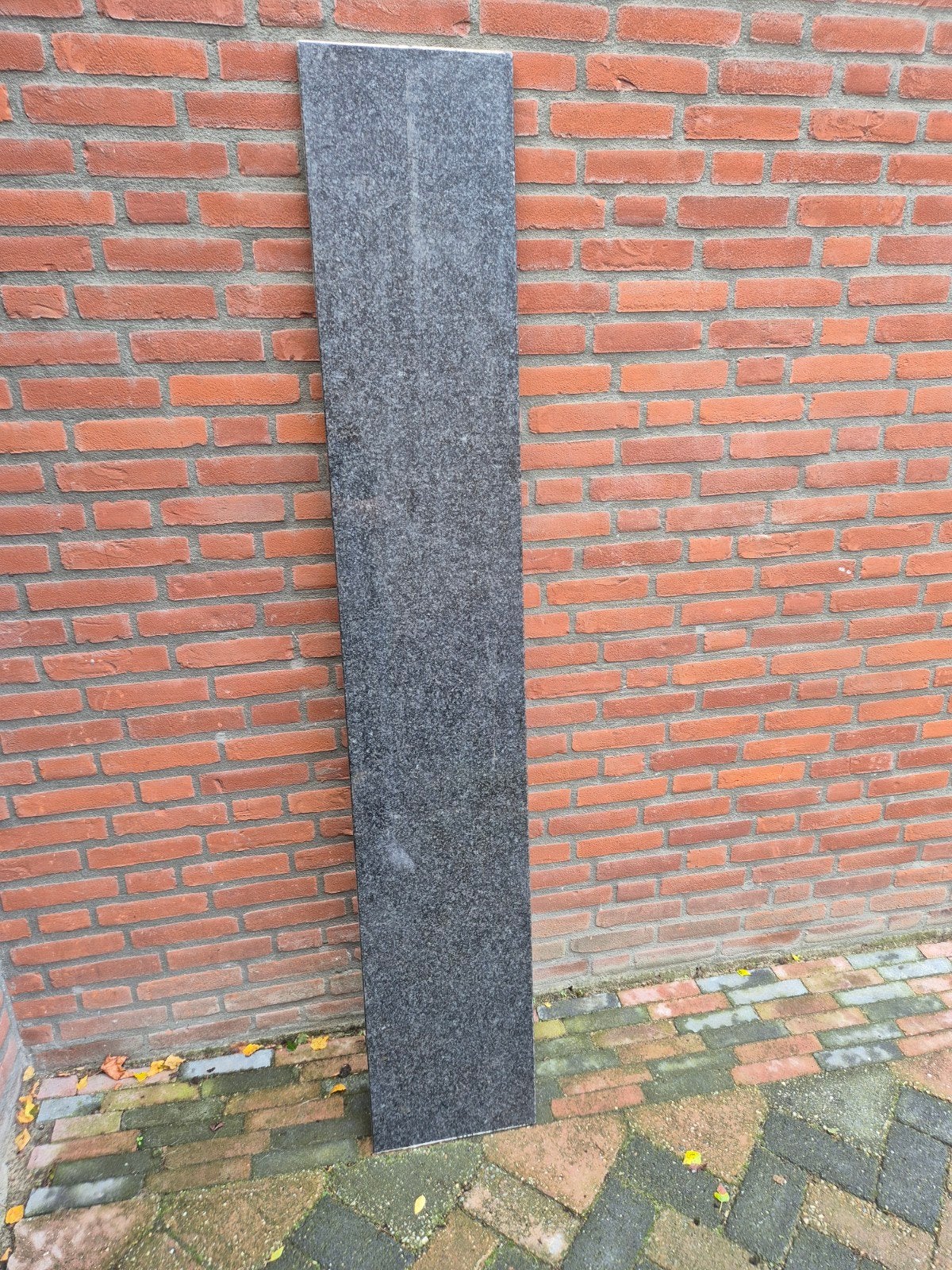 Granieten tegel/blad/plaat - Donkergrijs, gepolijst, Ophalen, 60 cm of meer, Gebruikt, Graniet
