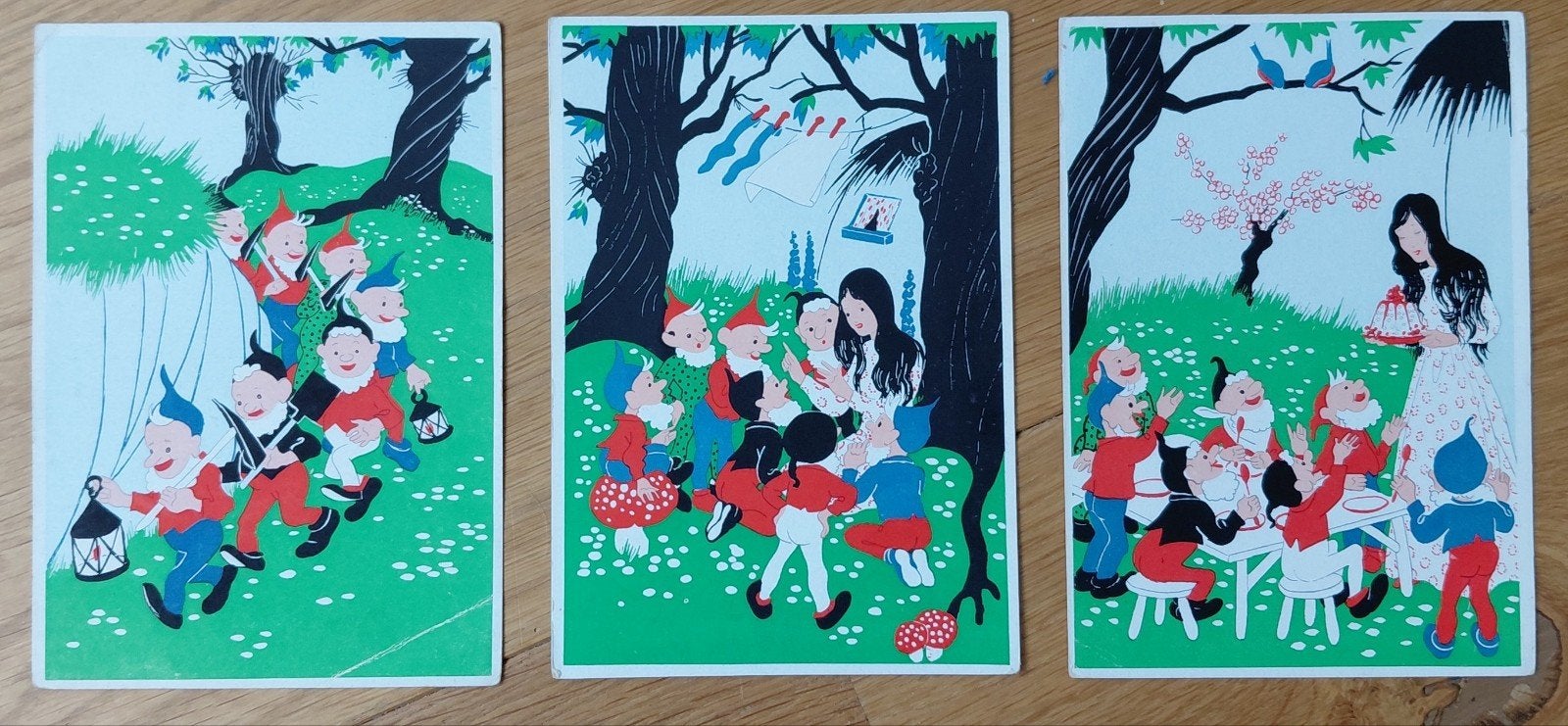 3x AK Willy Schermelé - Sneeuwwitje 1 2 3, Verzamelen, Verzenden, 1920 tot 1940, Ongelopen, Overige thema's